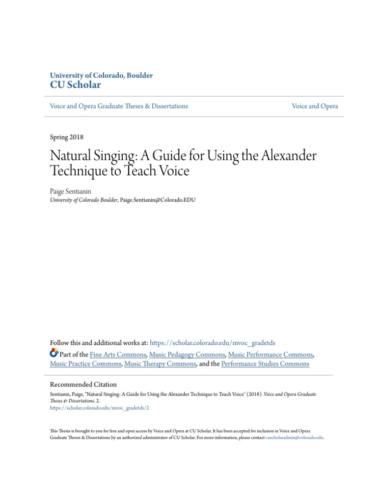 Natural Singing A Guide For Using The Alexander Technique To Tea Pdf