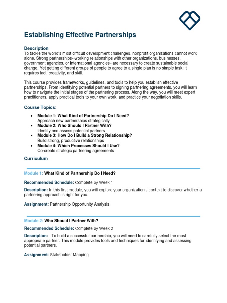 Effective Partnership Strategies Course | PDF | Partnership | Negotiation