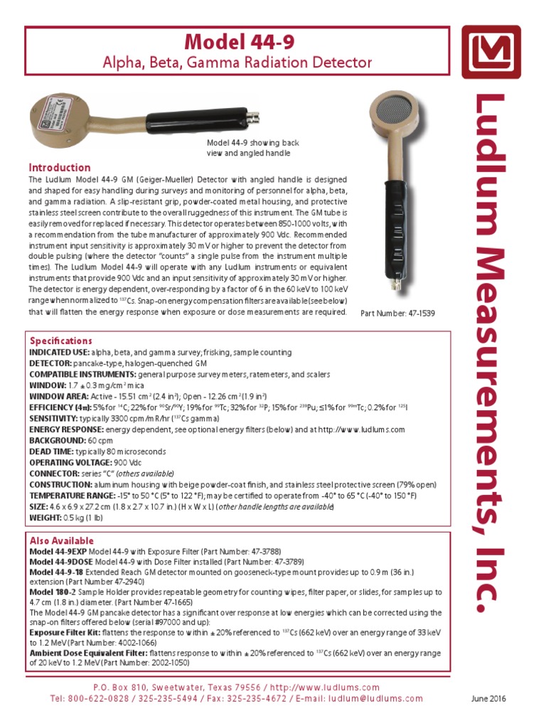 Model 44-9 Pancake Probe | Download Free PDF | Ionizing Radiation | Physics