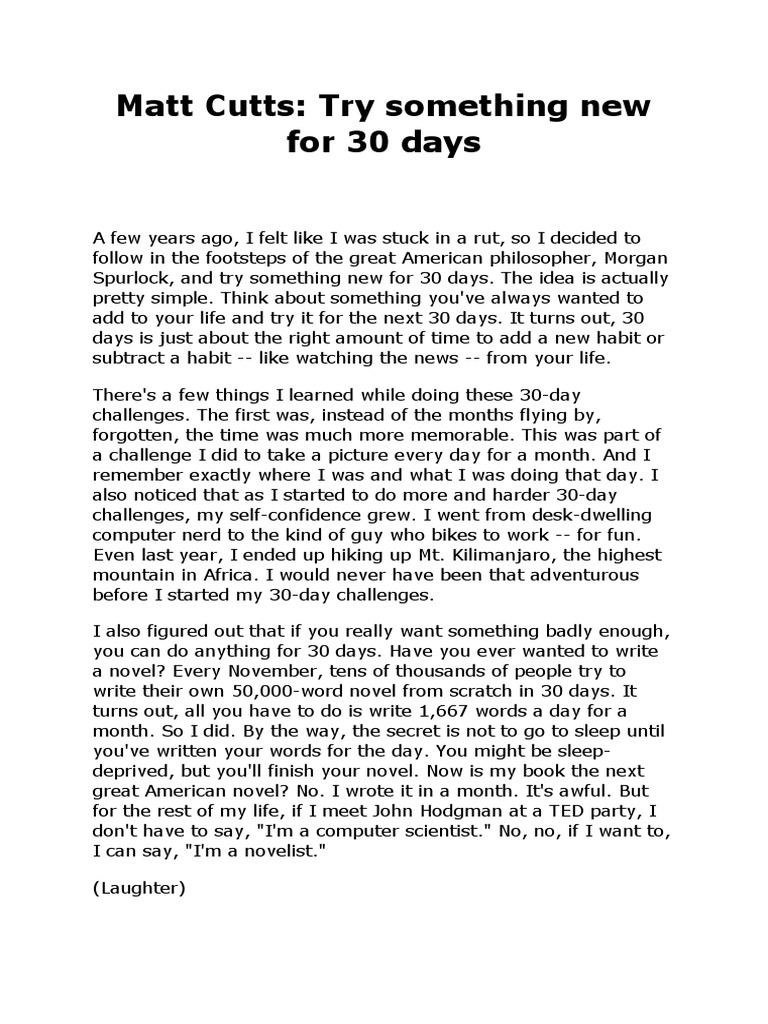 Matt Cutts: 30-Day Challenge Insights | PDF
