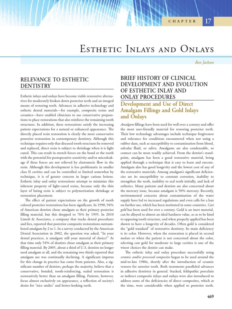 Esthetic Inlays and Onlays Overview | PDF | Dental Composite | Dentistry