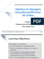 Statistics For Managers Using Microsoft® Excel 5th Edition: Fundamentals of Hypothesis Testing: One Sample Tests