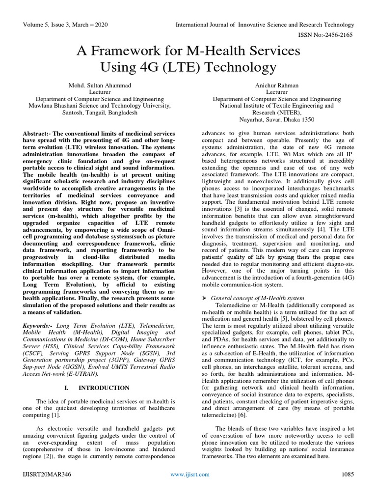 A Framework For M-Health Services | PDF | 4 G | 3 G