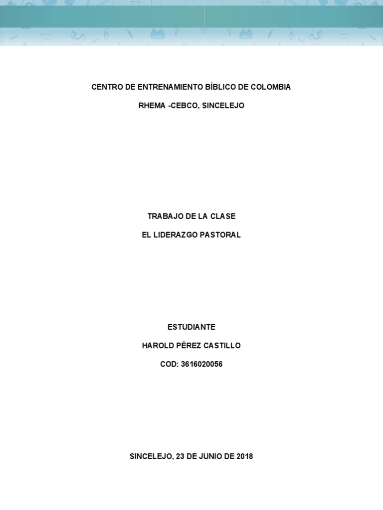 Liderazgo Pastoral en la Iglesia | PDF | Pablo el apóstol | espíritu Santo