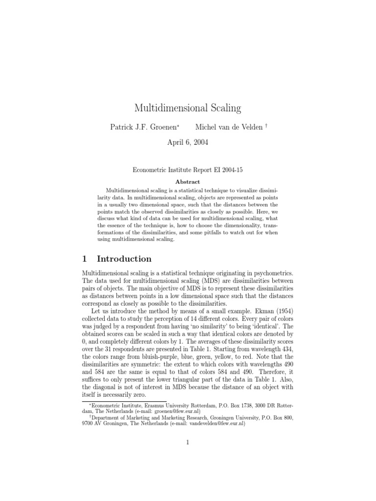 Understanding Multidimensional Scaling | PDF | Spline (Mathematics ...