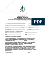 Membership Application Send No Money With This Application You Will Be Contacted in The Spring During Membership Renewal