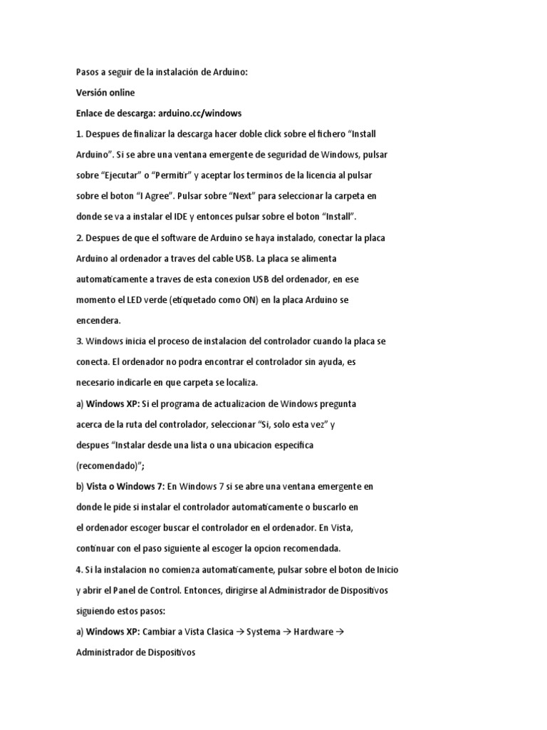 Instalación de Arduino | PDF | Windows Vista | Microsoft Windows
