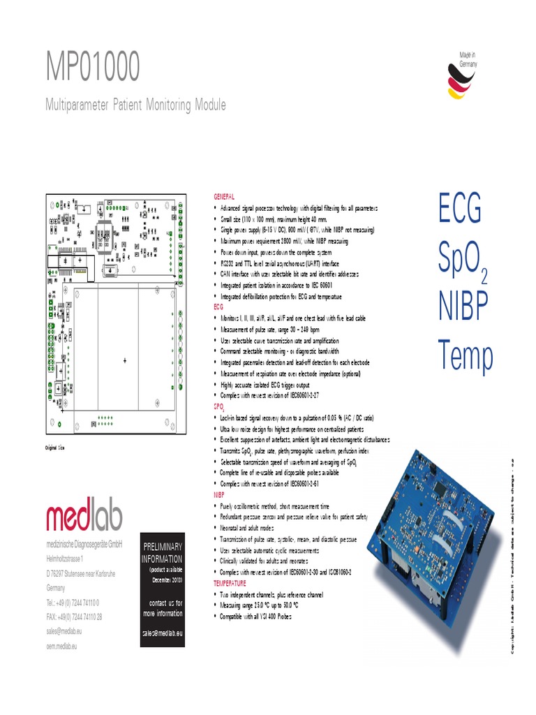 Ecg Spo Nibp Temp: Multiparameter Patient Monitoring Module | PDF ...