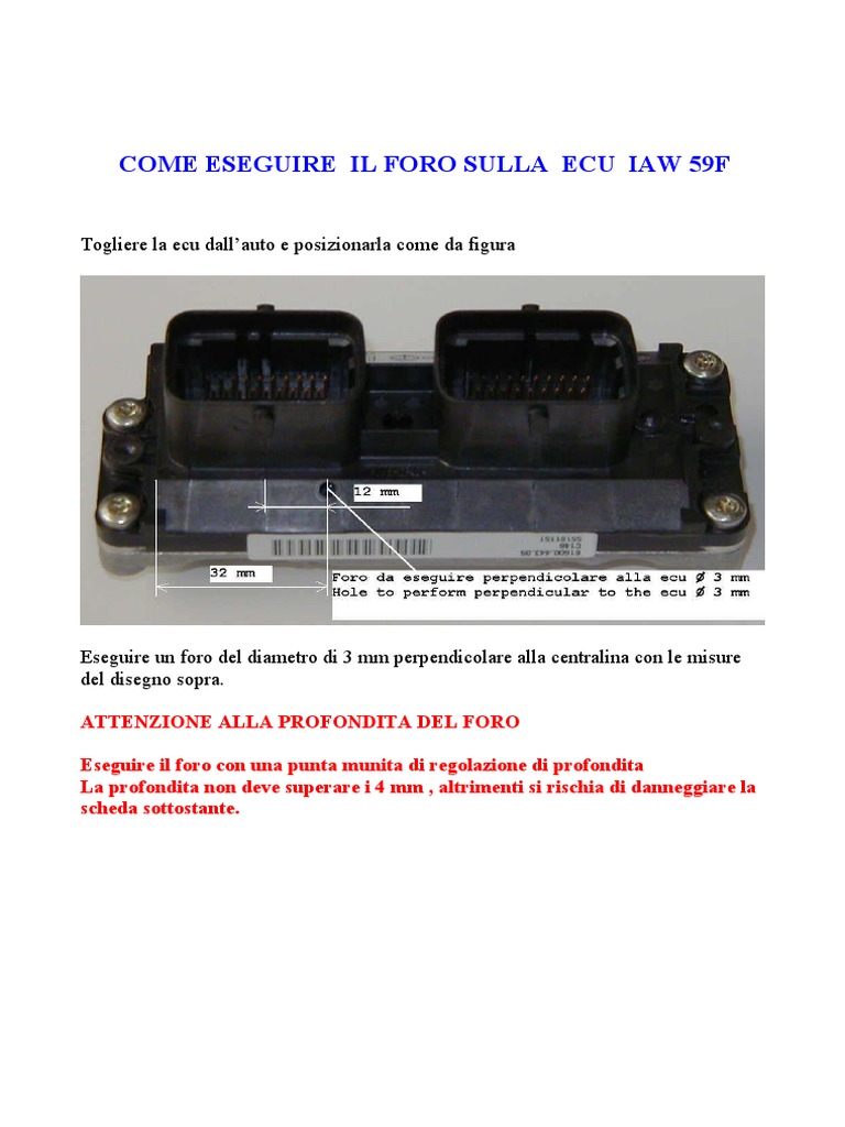 Come Eseguire Il Foro Sulla Ecu Iaw 59F PDF | PDF