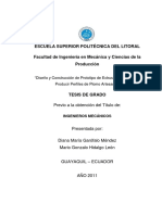 Diseño y Construcción de Prototipo de Extrusión Directa para Producir Perfiles de Plomo Artesanal PDF