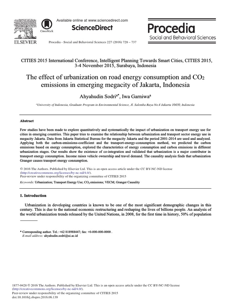 The Effect of Urbanization On Road Energy Consumption and Co2 Emissions ...