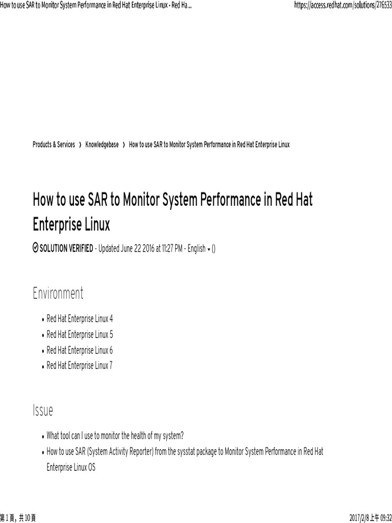 How To Use SAR To Monitor System Performance in Red Hat Enterprise ...