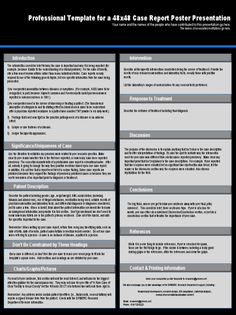 Professional Template For A 48x48 Case Report Poster Presentation PDF