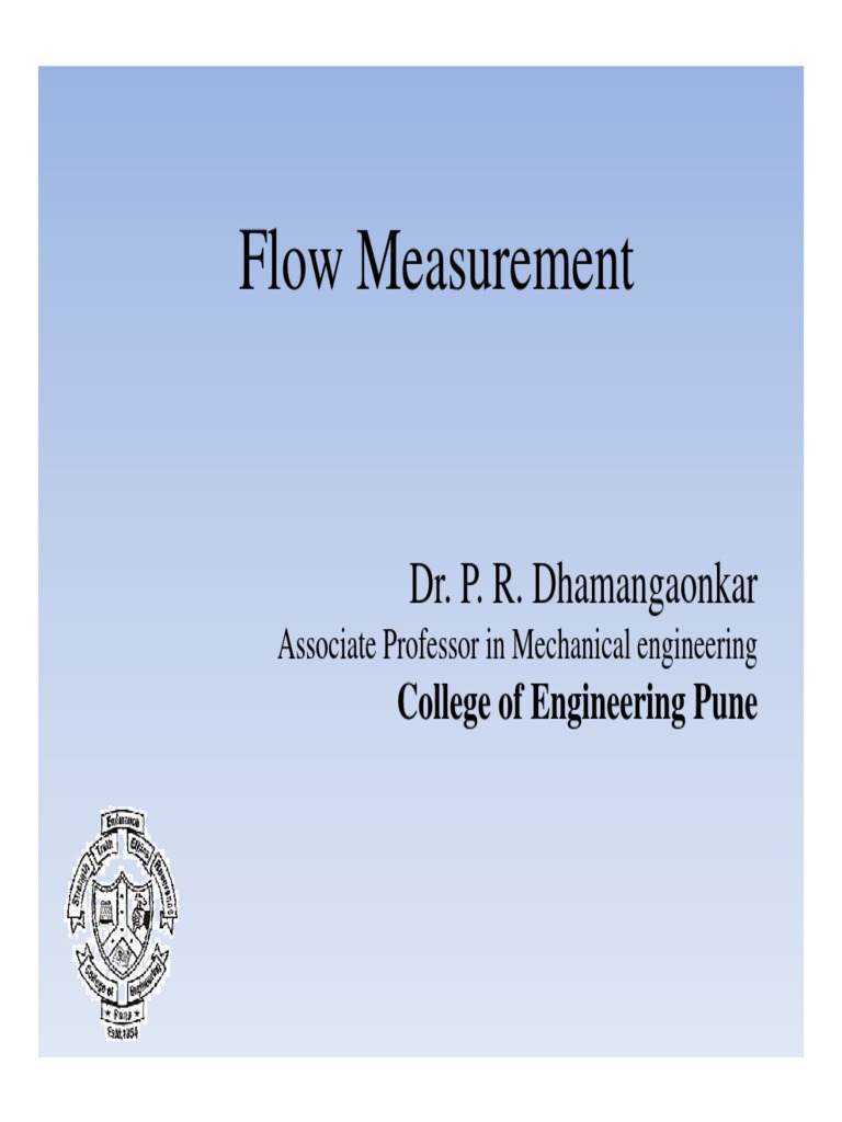 Flow Measurement Pdf Flow Measurement Fluid Dynamics