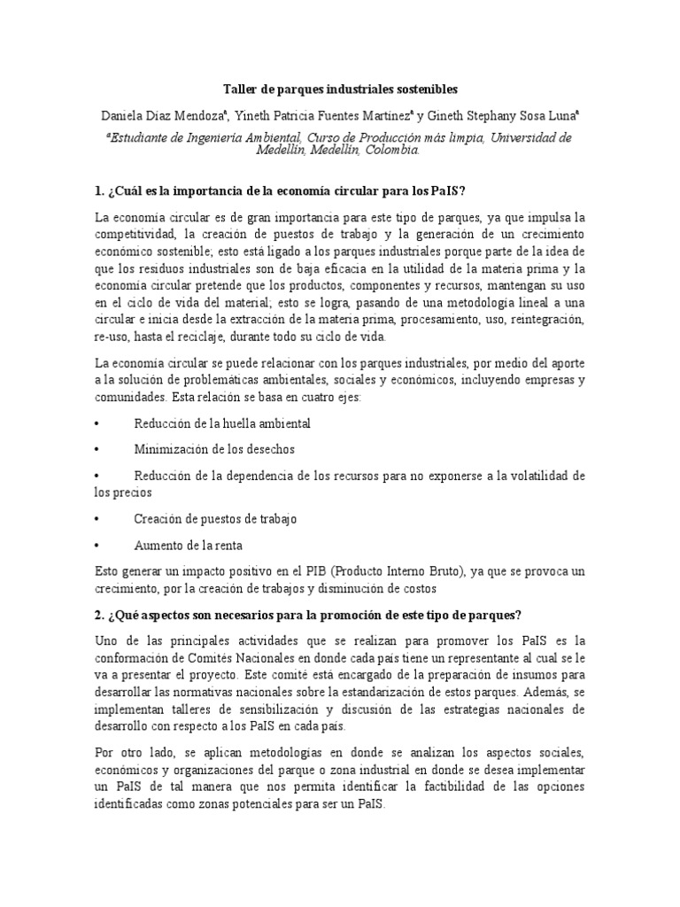 Taller de Parques Industriales Sostenibles | PDF | Residuos ...