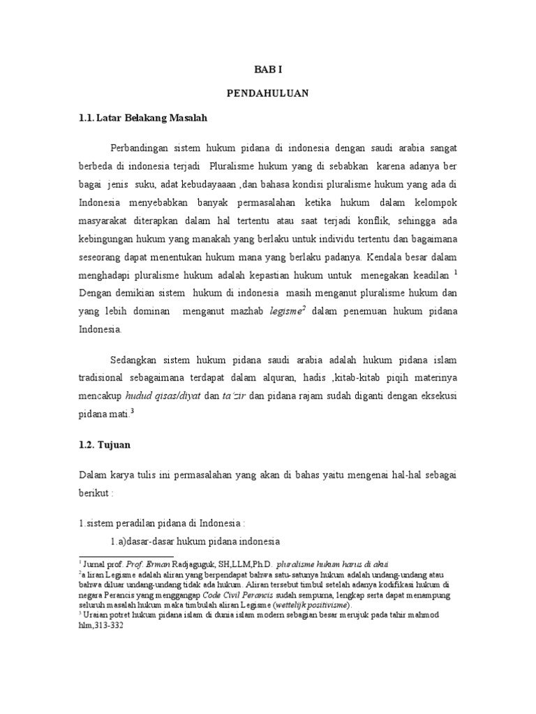 Sistem Perbandingan Hukum Pidana Negara Indonesia Dengan Negara Saudi Arabia