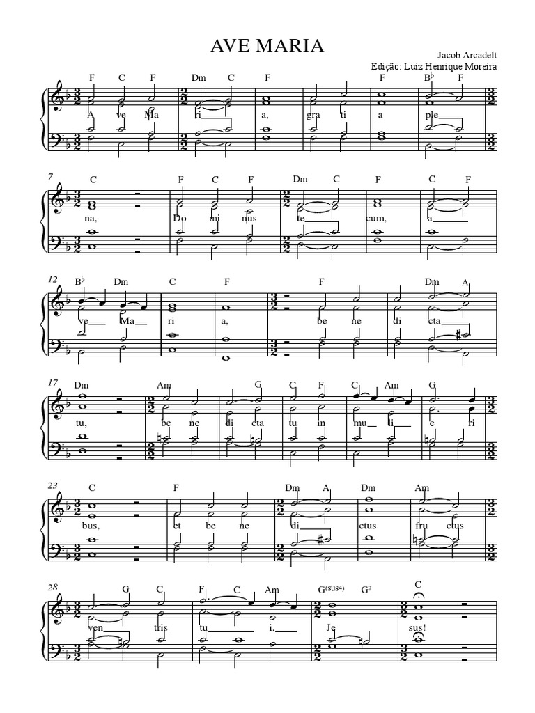 AVE MARIA ARCADELT Full Score PDF