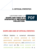 STAT 226 Official Statistics Lecture 1 & 2 Methods