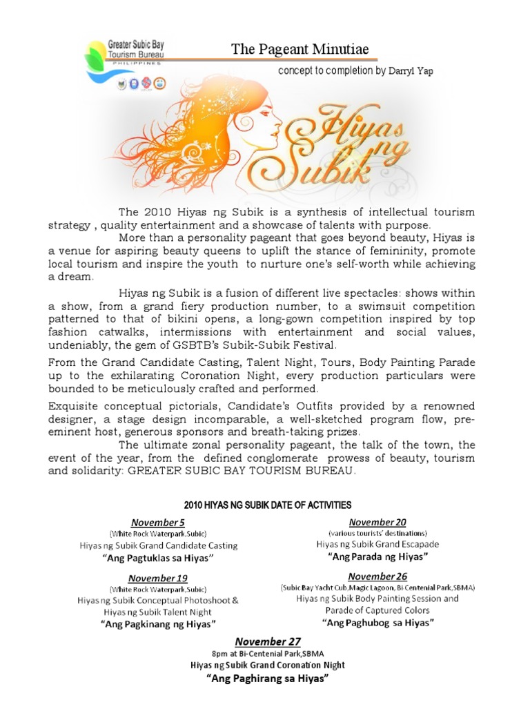 2010 Hiyas ng Subik Pageant Overview | PDF