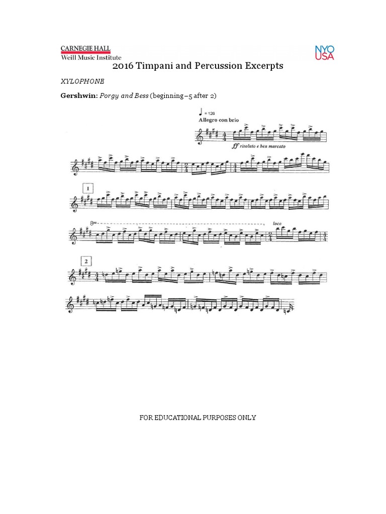 2016 Timpani and Percussion Excerpts PDF