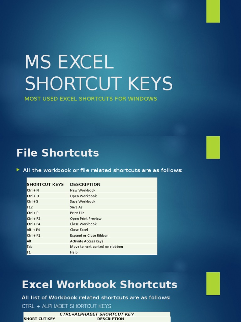 Essential Excel Shortcut Keys Guide | PDF | Keyboard Shortcut ...