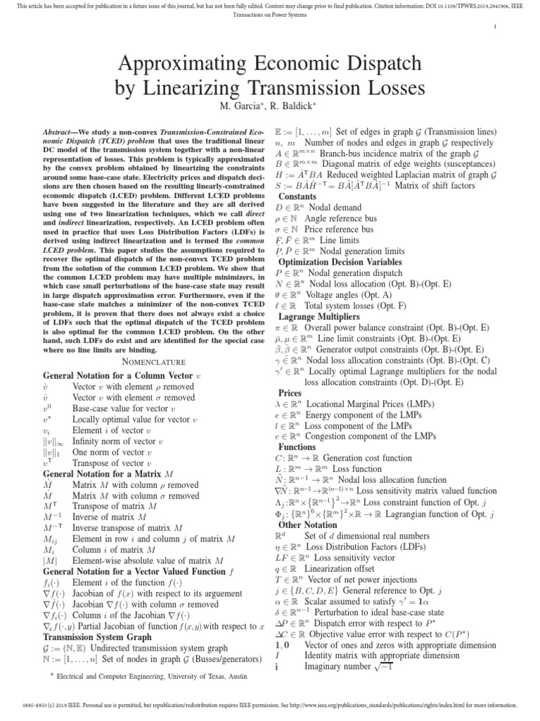 Economic Dispatch with Transmission Losses | PDF | Matrix (Mathematics ...