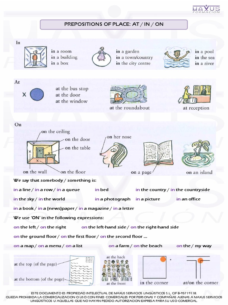 Prepositions of Place Guide | PDF