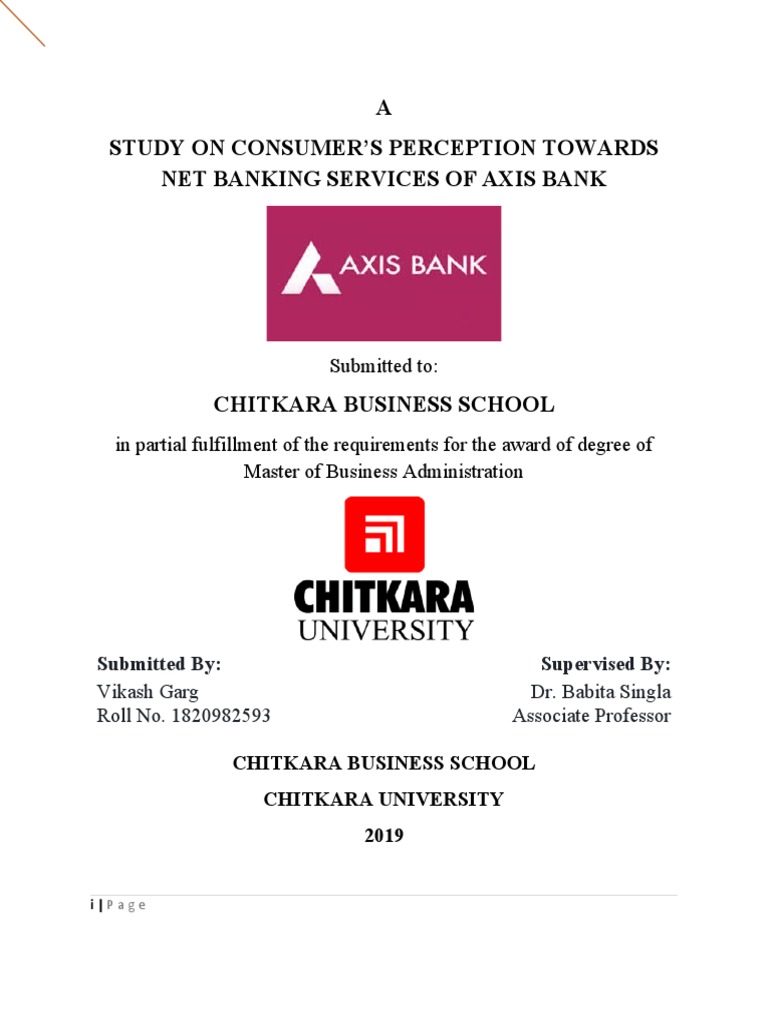 A Study On Consumer'S Perception Towards Net Banking Services of Axis Bank  | PDF | Negotiable Instrument | Banks