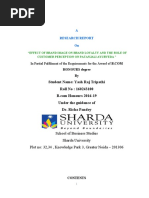 Student Name Yash Raj Tripathi Roll No 160243100 Under The Guidance Of Dr Richa Pandey Brand Ayurveda