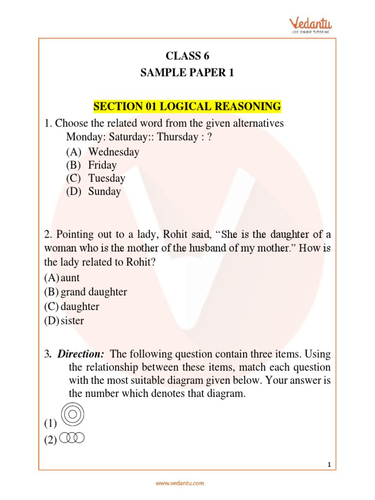 Imo Maths Olympiad Sample Question Paper 1 Class 6 PDF | PDF | Numbers ...