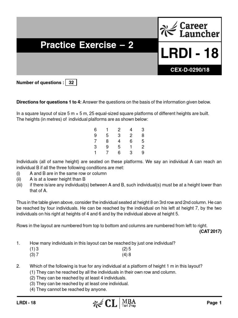 LRDI Practice Questions for CAT 2017 | PDF | Cost | Tea