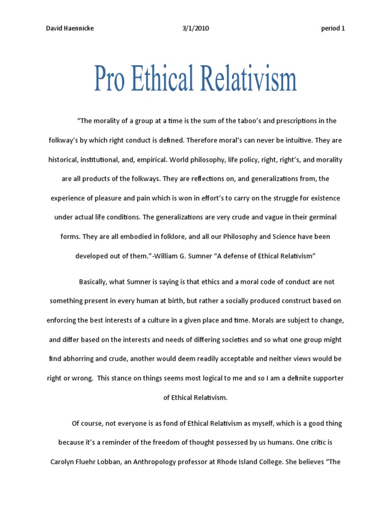 Ethical Relativism and Cultural Critique | PDF | Social Science