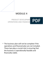 Product Development Operations and Financial Plan