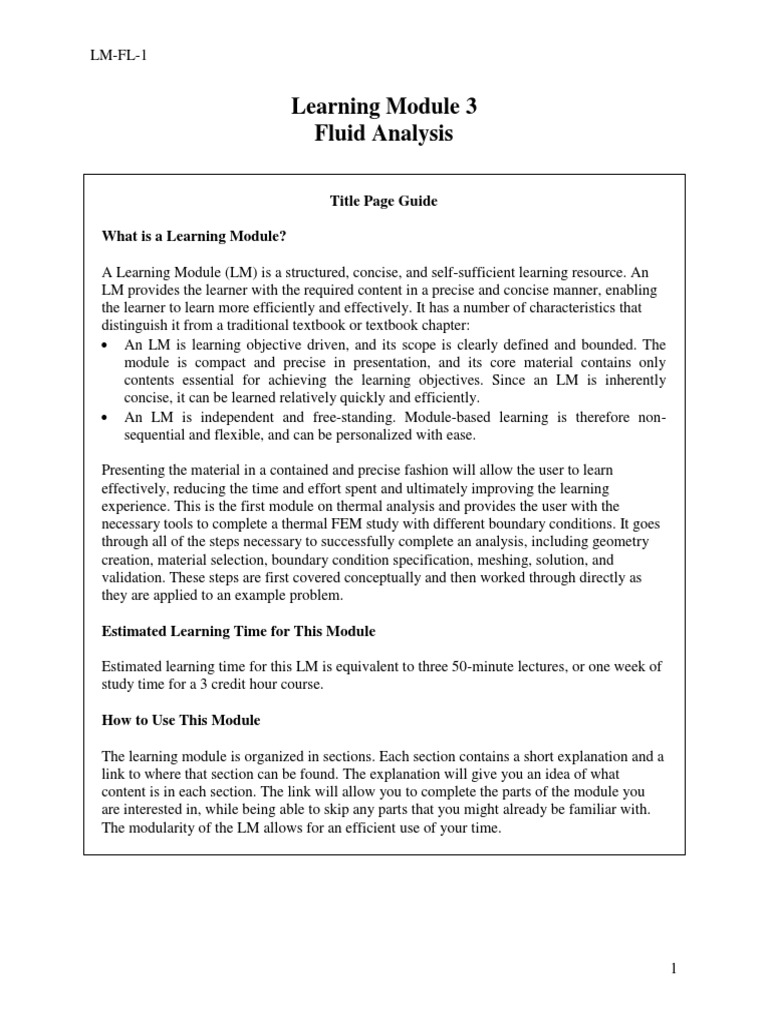 Learning Module 3 Fluid Analysis: Title Page Guide What Is A Learning ...