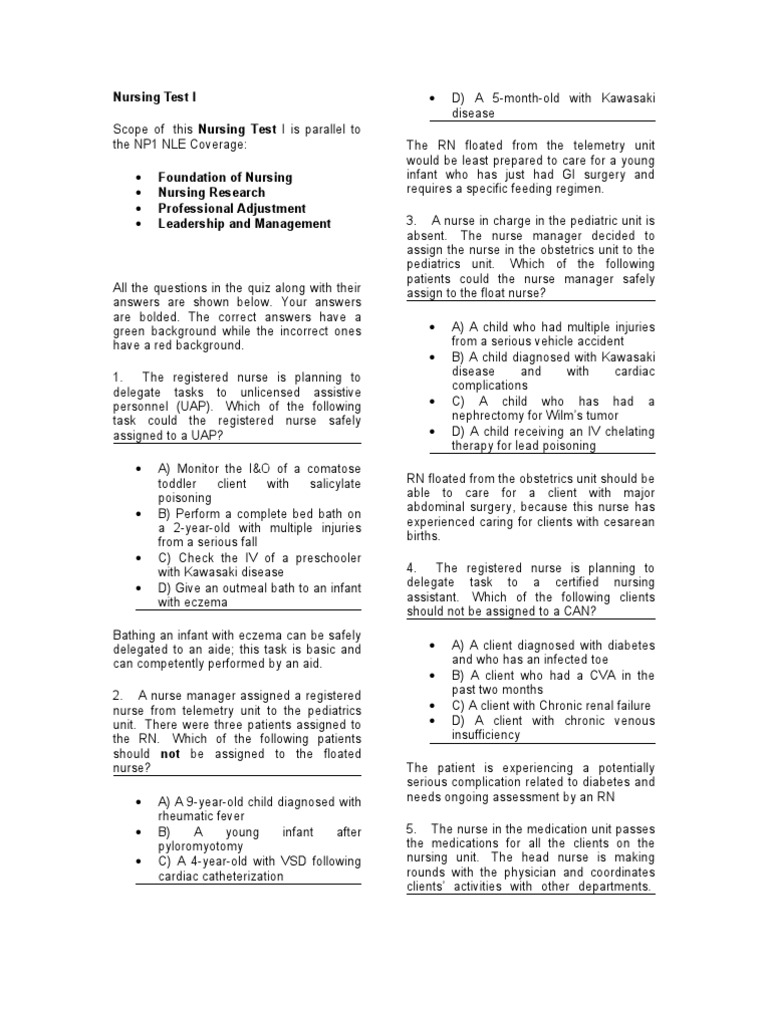 Pediatric Nursing Test Overview | PDF | Nursing | Tuberculosis