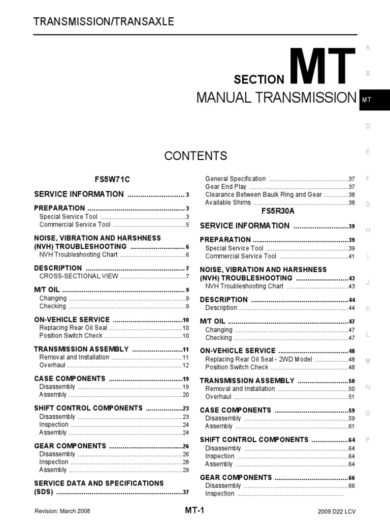 Manual Transmission: Section | PDF | Transmission (Mechanics) | Manual ...