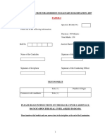 Paper-I: Preliminary Test For Admission To Sas Part-I Examination-2007