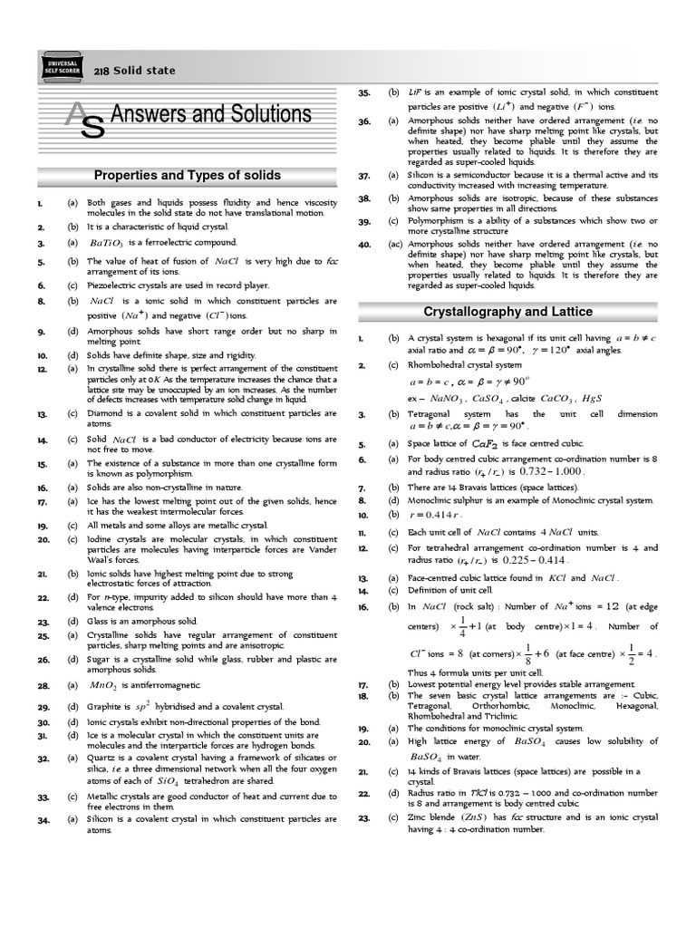 Properties and Types of Solids Explained | PDF | Crystal Structure | Ion