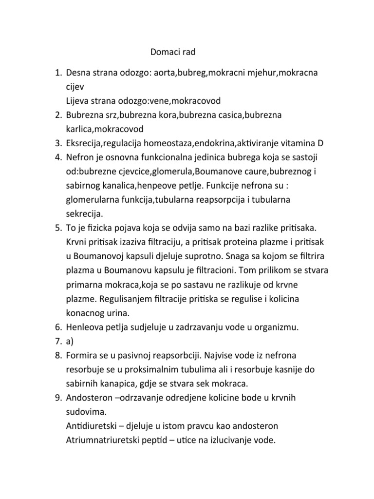 Sistem Organa Za Izlucivanje | PDF