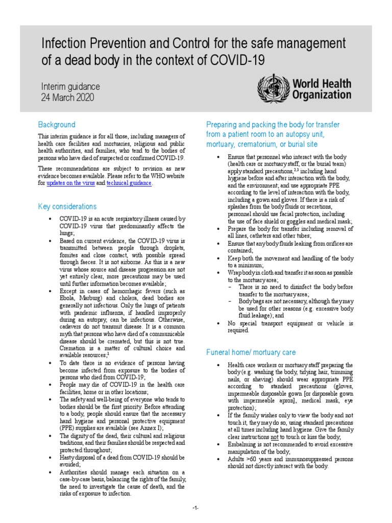 WHO COVID 19 LPC - DBMGMT 2020.1 Eng PDF | PDF | Infection Control ...
