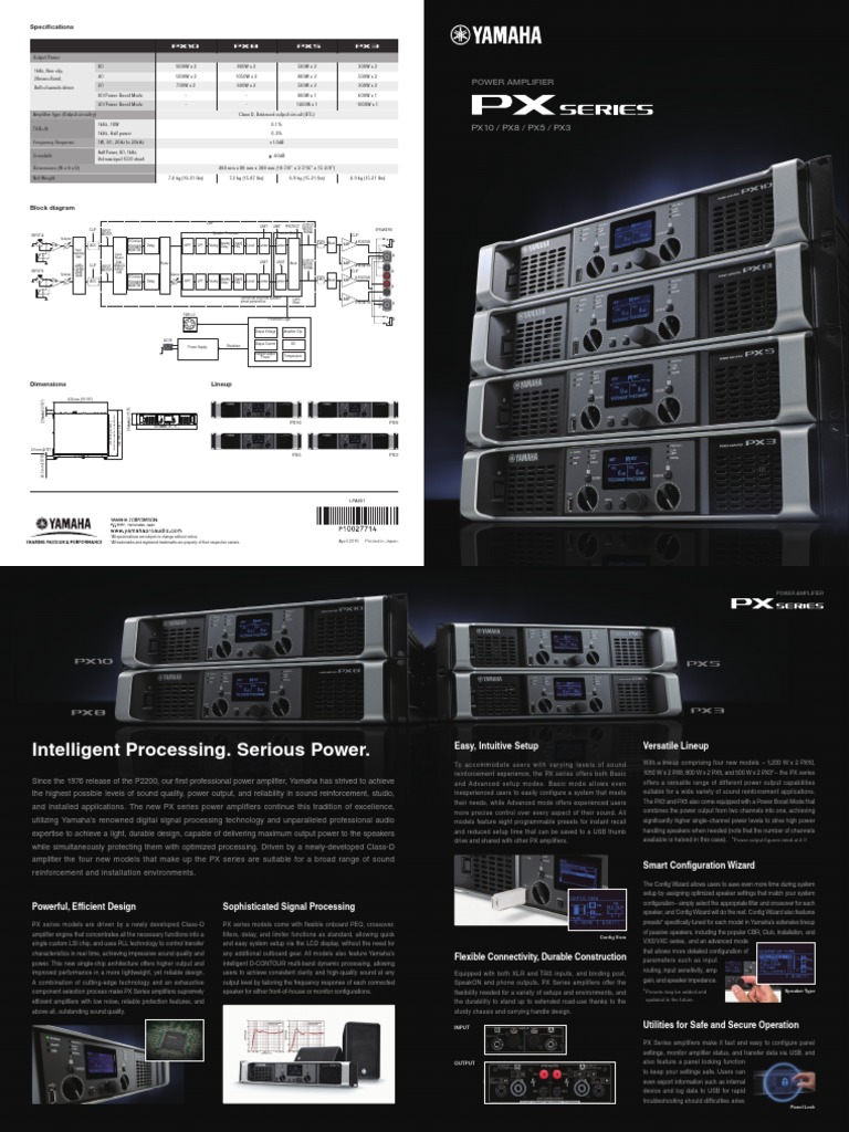 PX10 / PX8 / PX5 / PX3: Power Amplifier | PDF | Amplifier | Loudspeaker