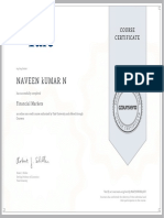 Financial Markets Course Certificate
