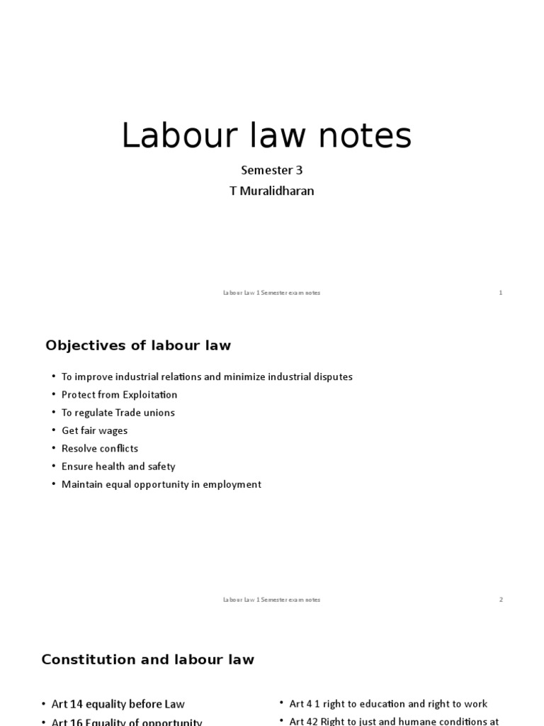 Labour Law 1 Exam Notes for LLB | PDF | Labour Law | Strike Action