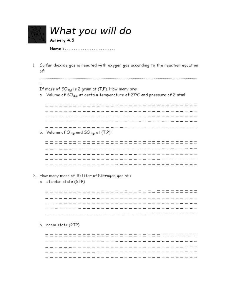 Gas Calculations and Reactions | PDF