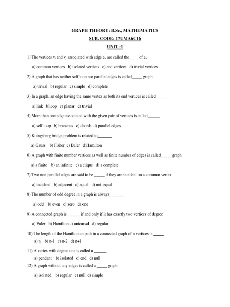 Vertex Degrees and End Vertices in Graphs | PDF | Vertex (Graph Theory ...