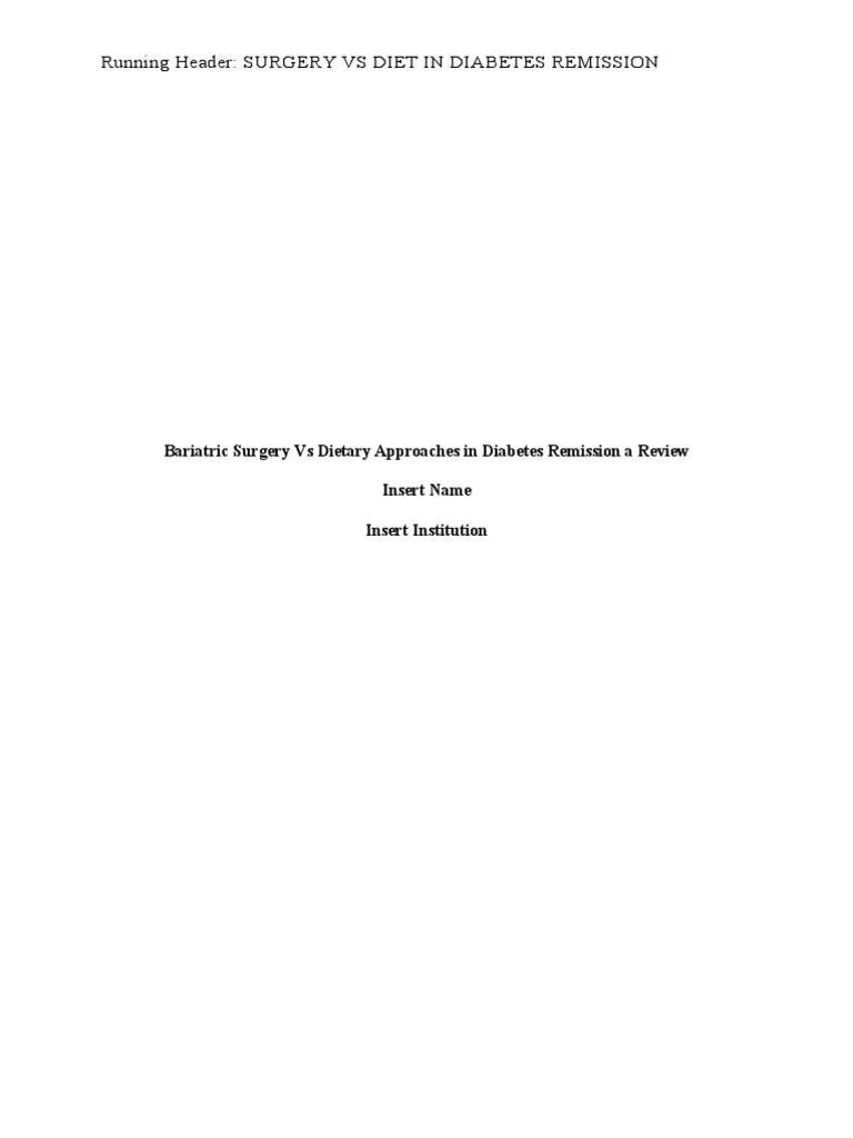 Bariatric Surgery vs Diet for Diabetes | PDF | Bariatric Surgery ...
