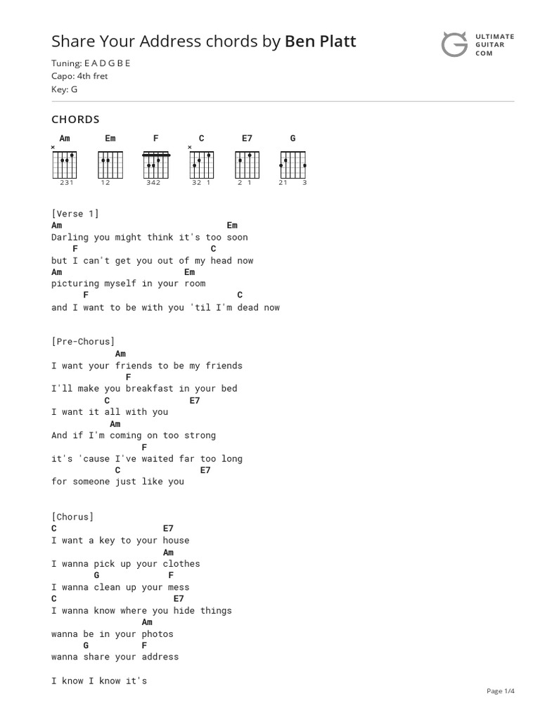 Share Your Address Chords By Ben Platt Song Structure