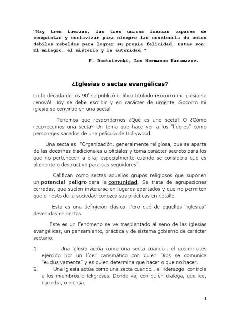 Iglesias o Sectas: Reconociendo Peligros | PDF | Secta | Iglesia cristiana