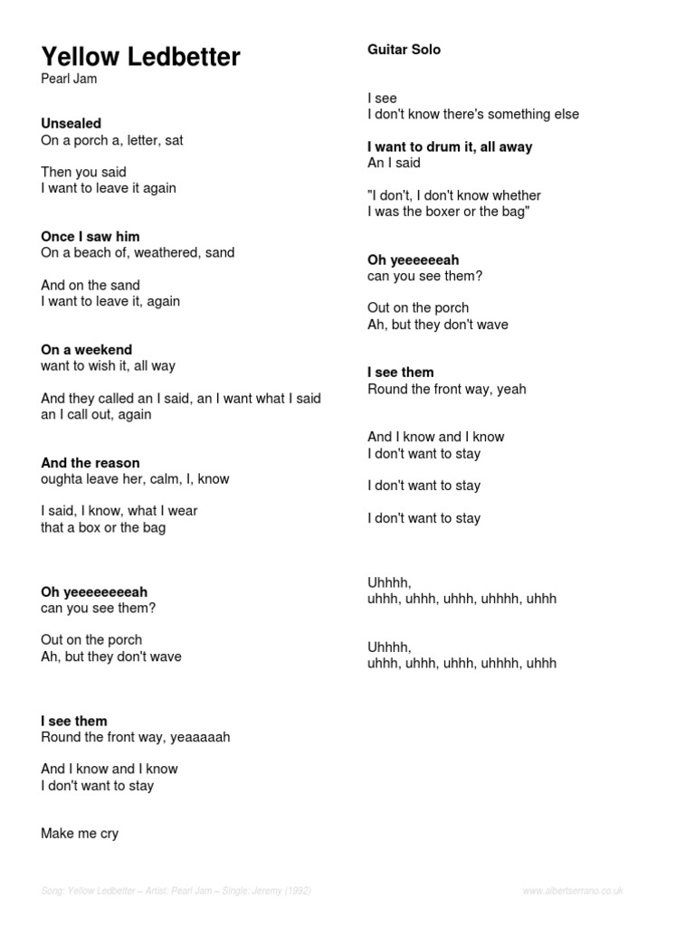 001 Yellow Ledbetter - Pearl Jam | PDF