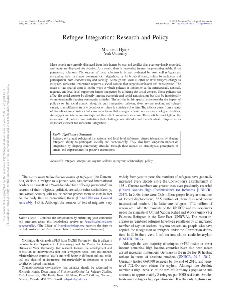 Refugee Integration Research and Policy | PDF | Refugee | Asylum Seeker